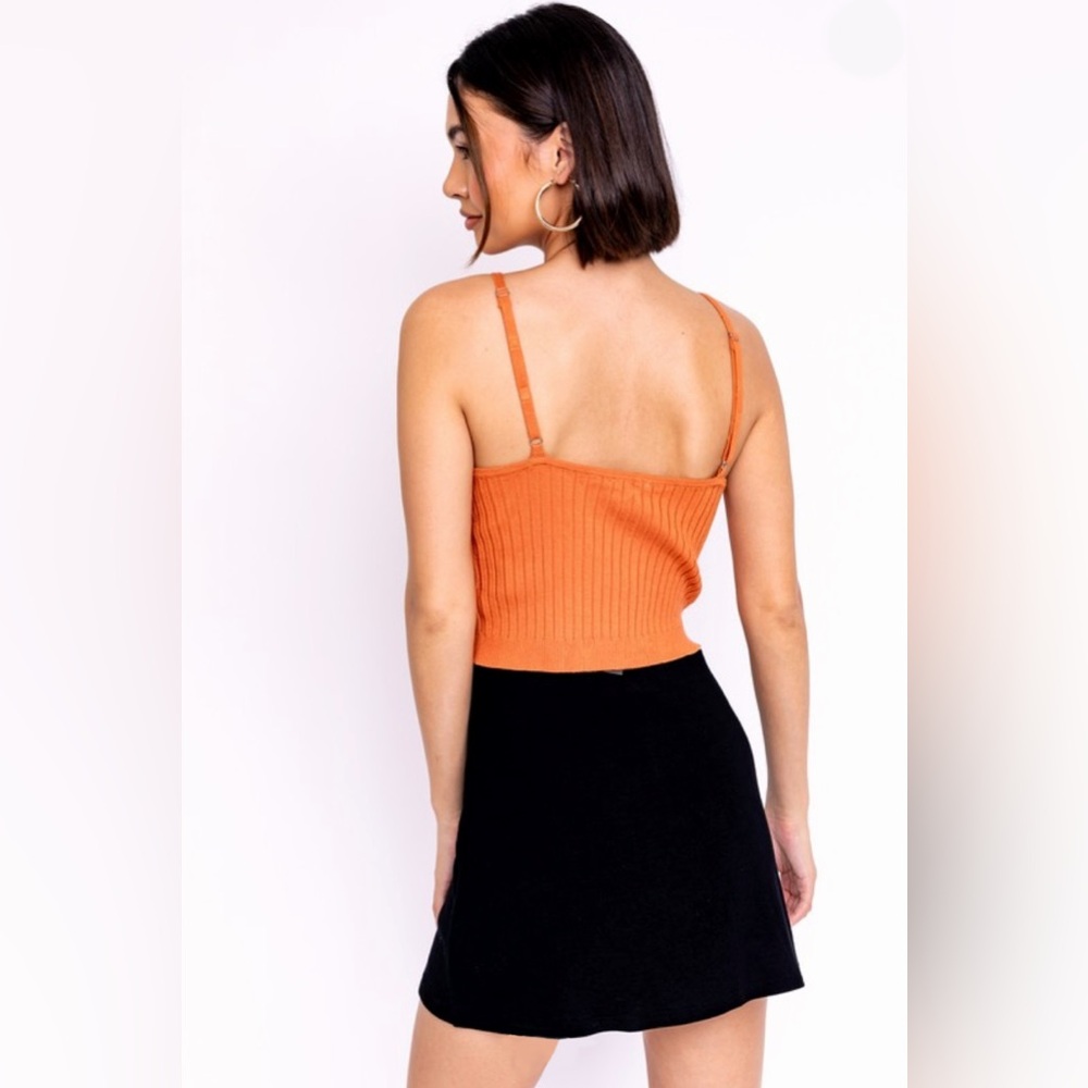 Orange Ribbed Cropped Cami Tank - Picture 5 of 9